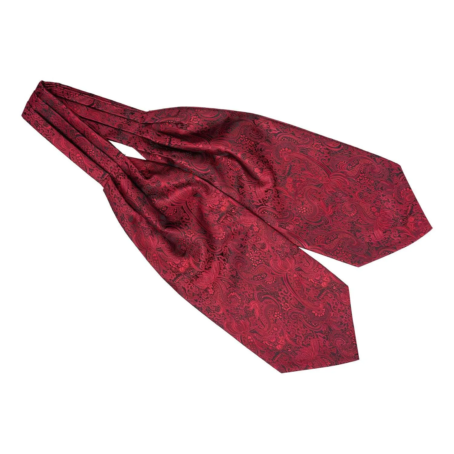 Ascot Tie in Paisley Maroon Microfiber Cravat and Pocket Square Combo The  Tie Hub
