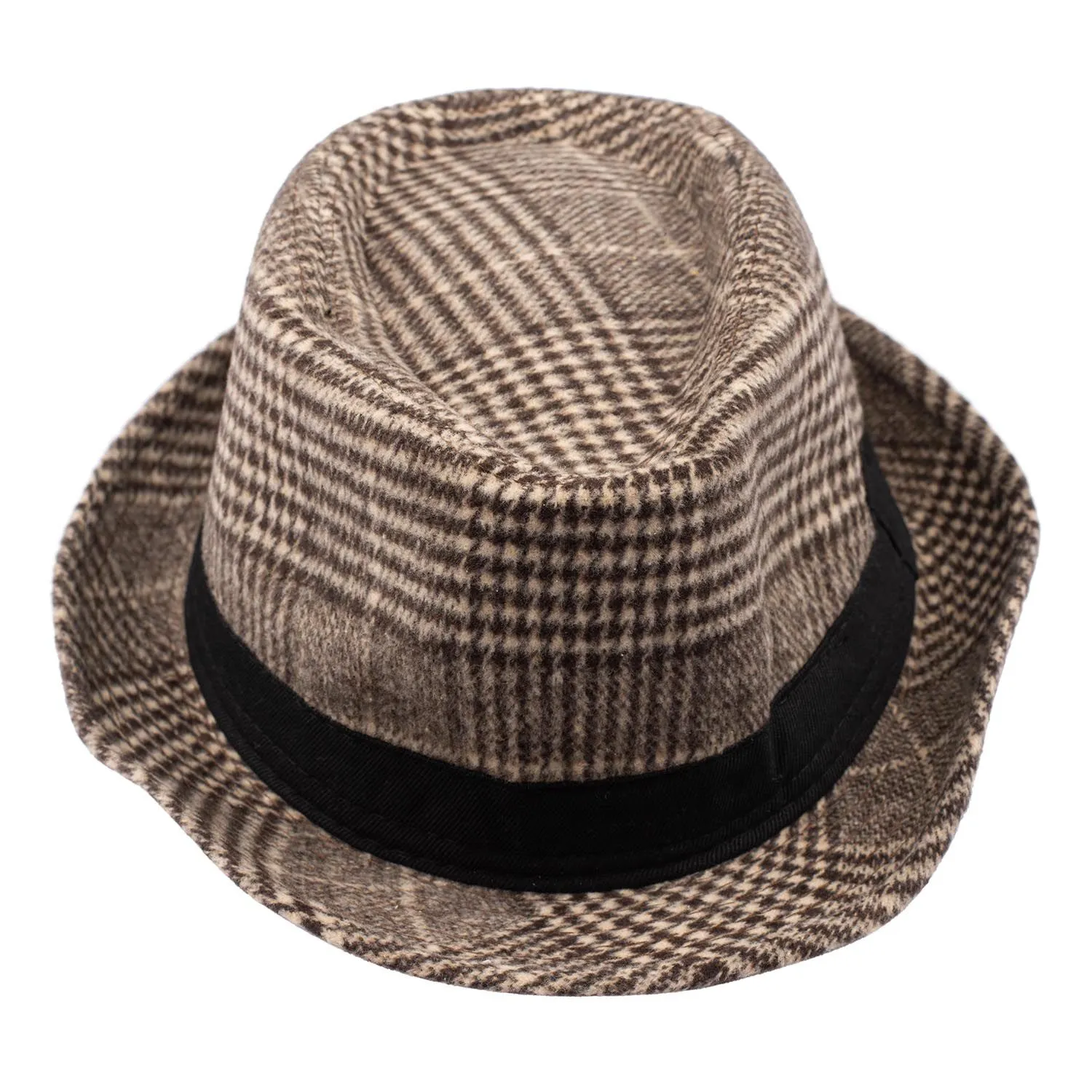 Houndstooth Brown Fedora Hat The Tie Hub