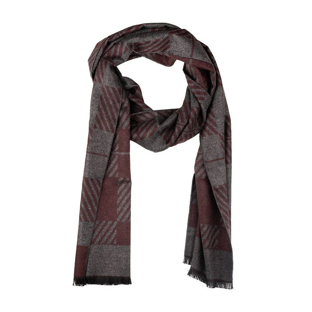 Multi Grid Stripe Burgundy Woolen Viscose Scarf The Tie Hub