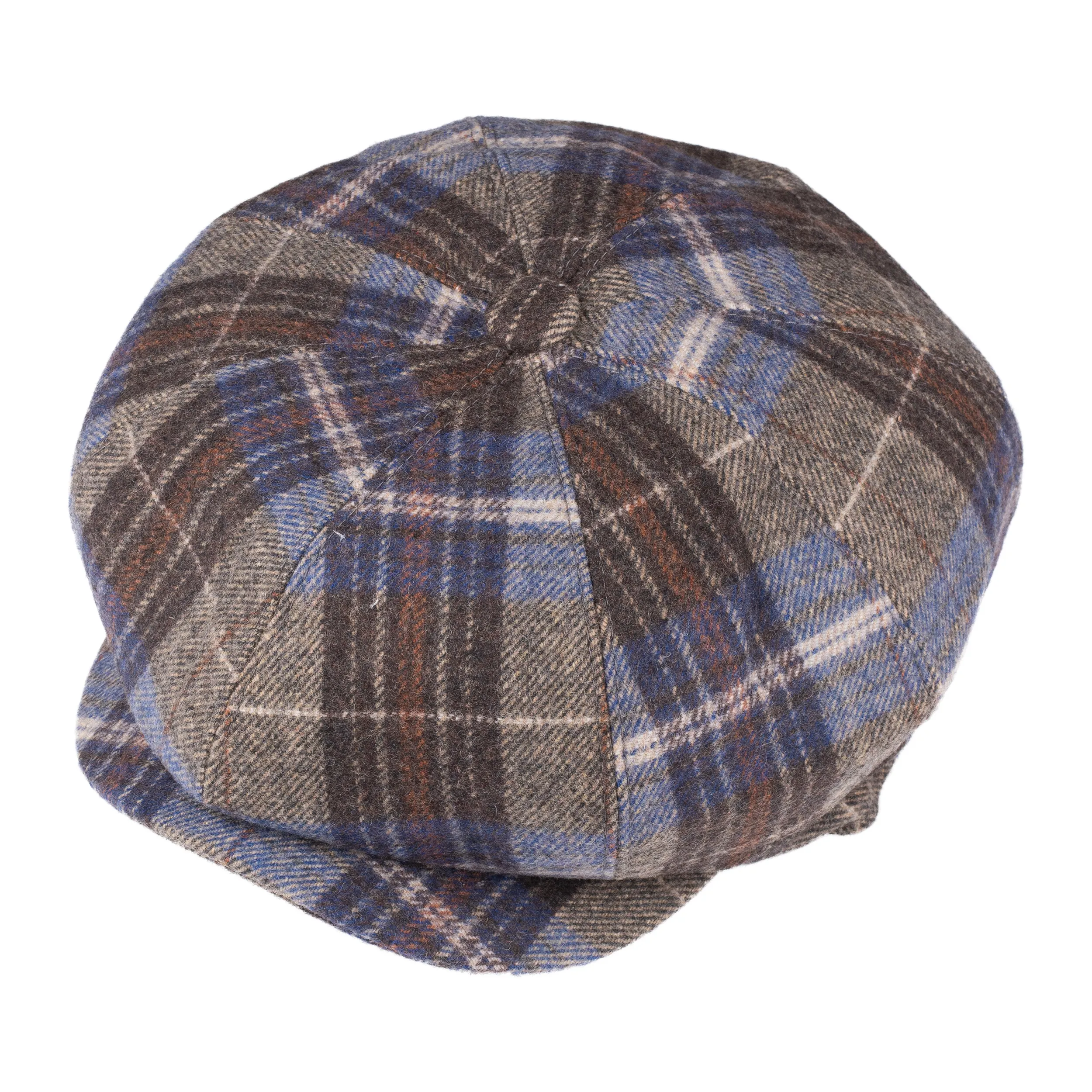 Vintage Blue Checkered Wool blend Newsboy Peaky Blinders Inspired Flat Cap  for Men The Tie Hub