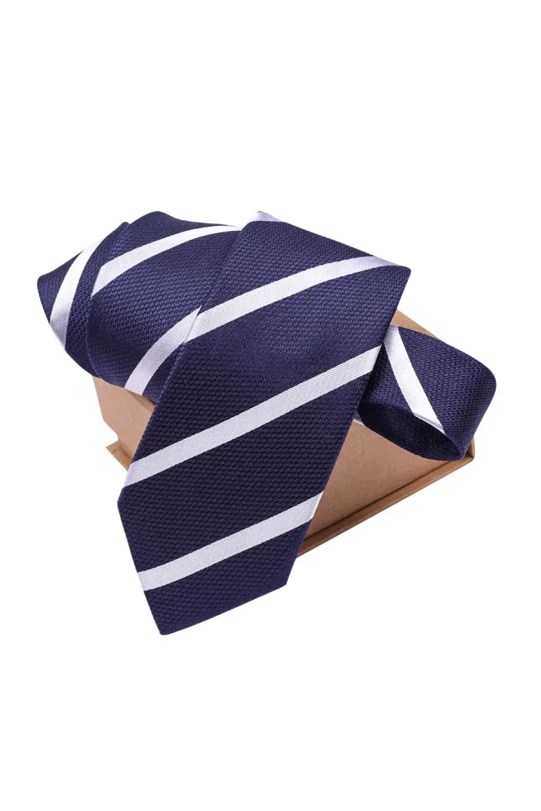 Men's Black Striped Necktie - 2.75 Inch Slim Tie With Gift Box For Business & Formal Events