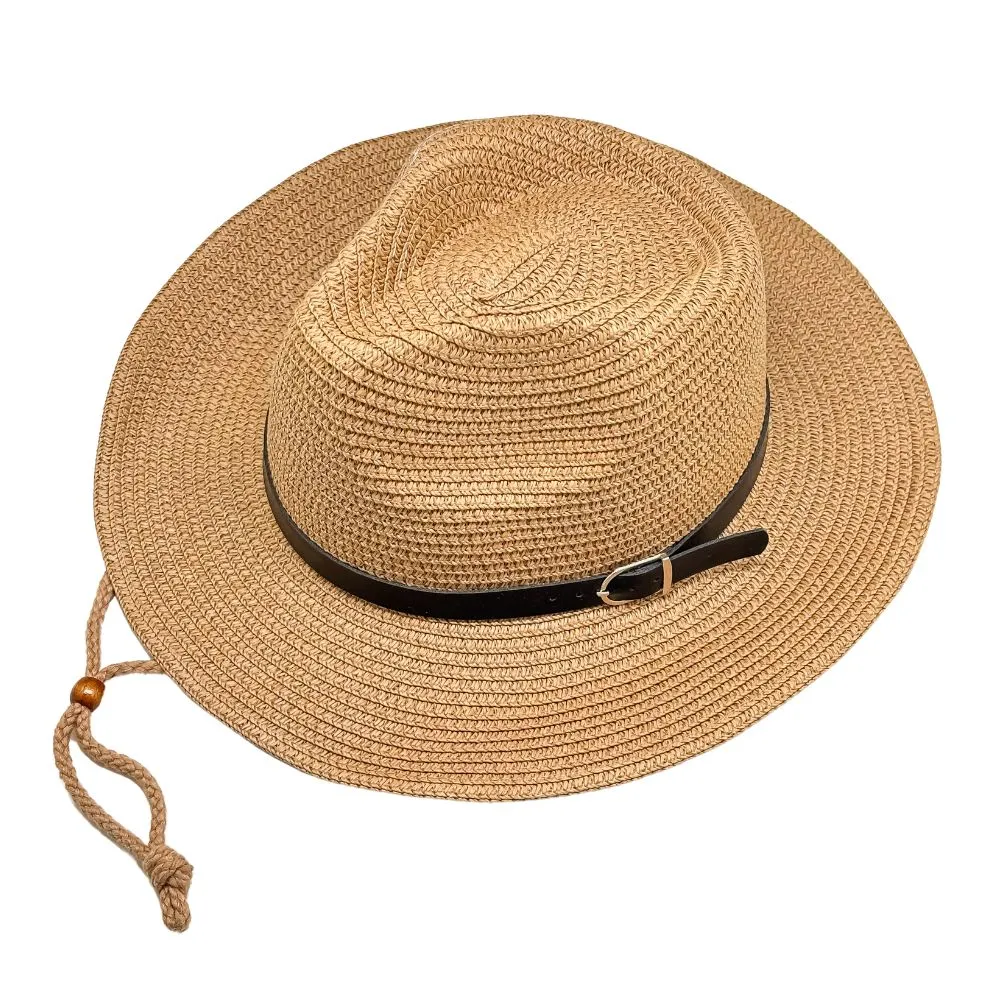 Mens Wide Brim Style Hats Brown Wide-Brim Panama Straw Hat With